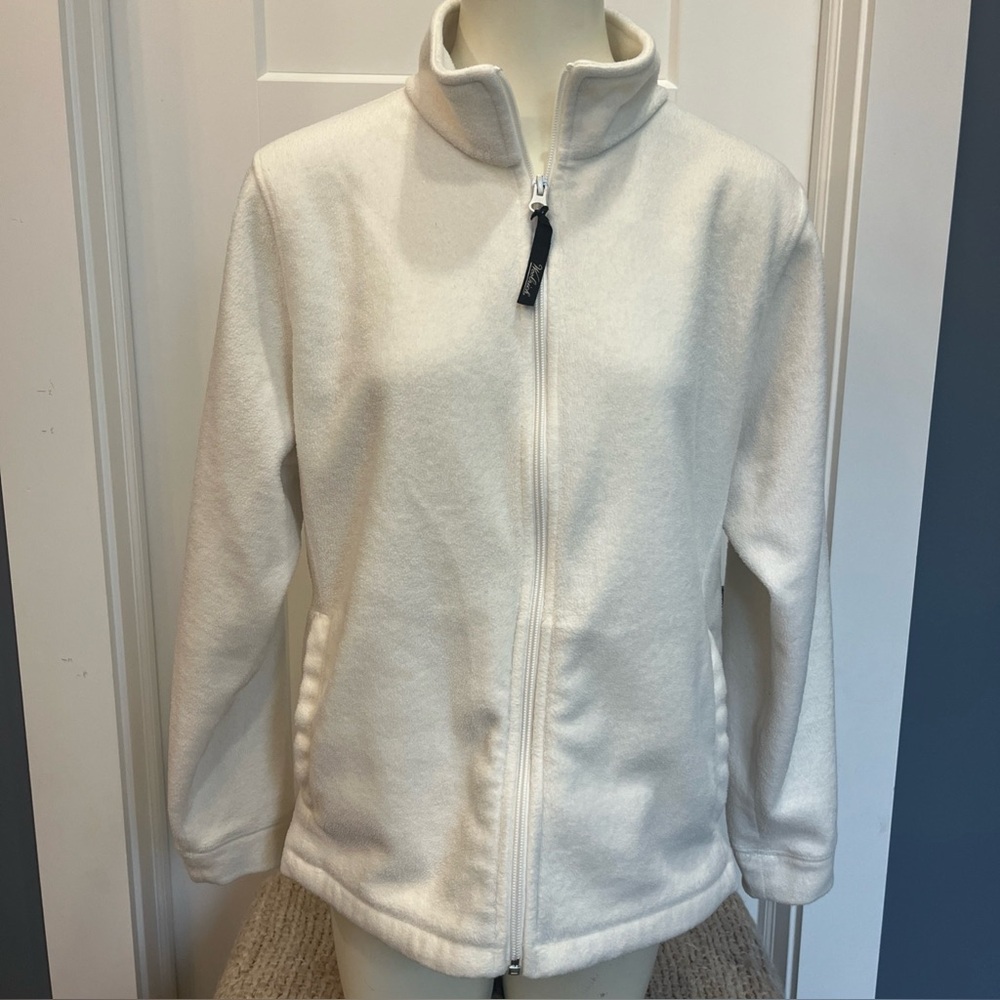 Vintage WOOLRICH‎ Women’s White Full Zip Front Fleece Jacket Petite Size Medium